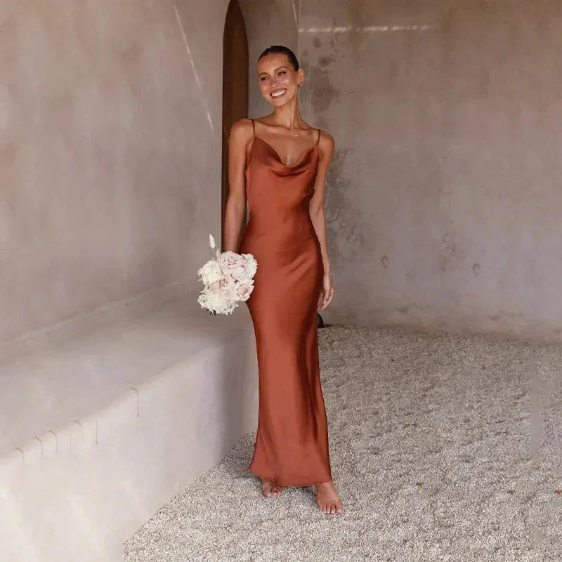 Beatrix Women's Satin Maxi Dress - front view