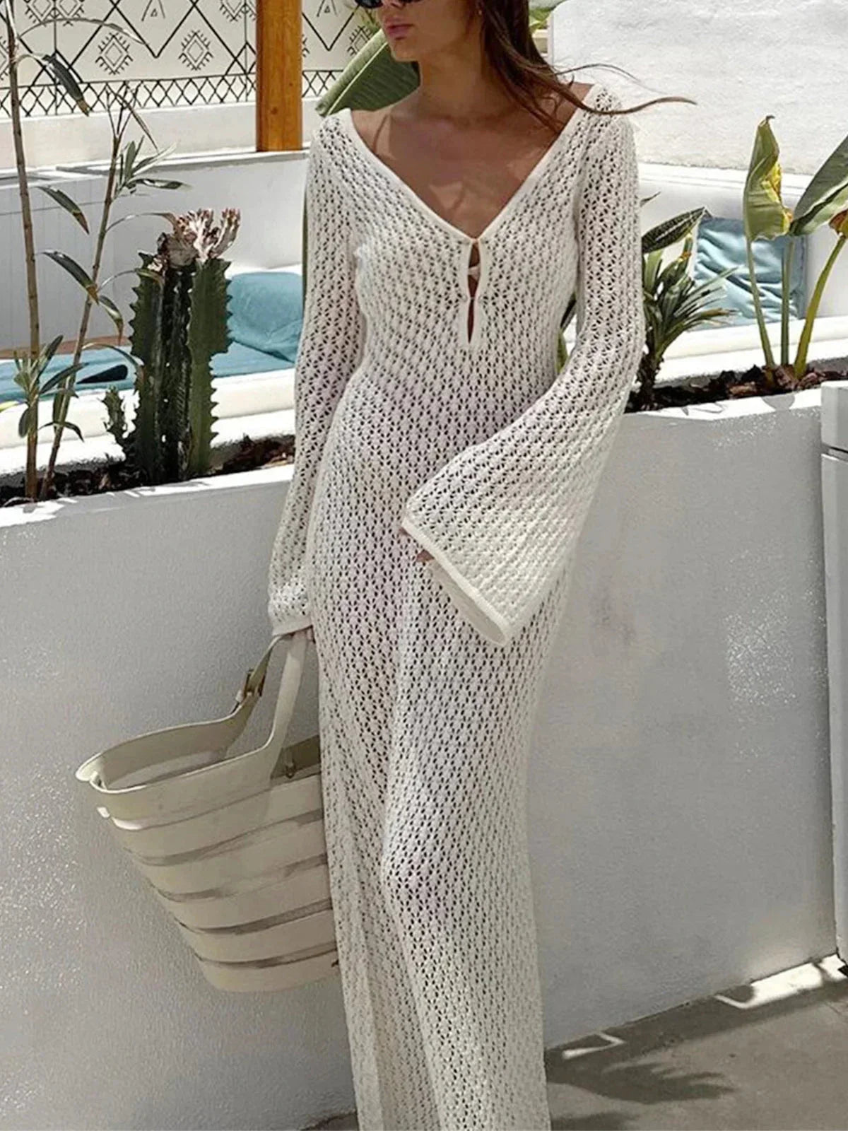 Jolie Women's Crochet Maxi Dress - styled view