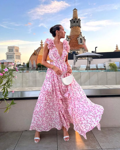 Jolie Women's Floral Maxi Dress - flat lay