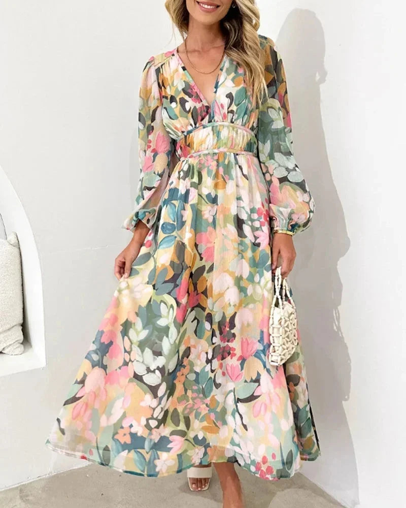 Odette Women's Floral Maxi Dress | V-neck