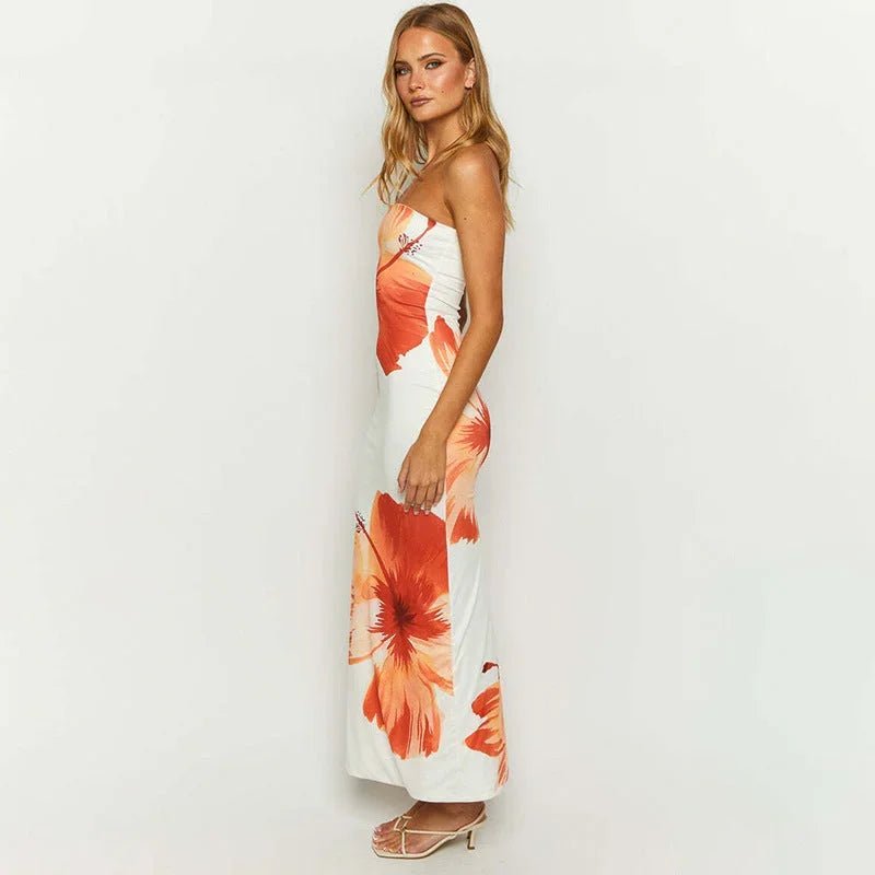 Edith Women's Floral Maxi Dress - fabric and finish detail