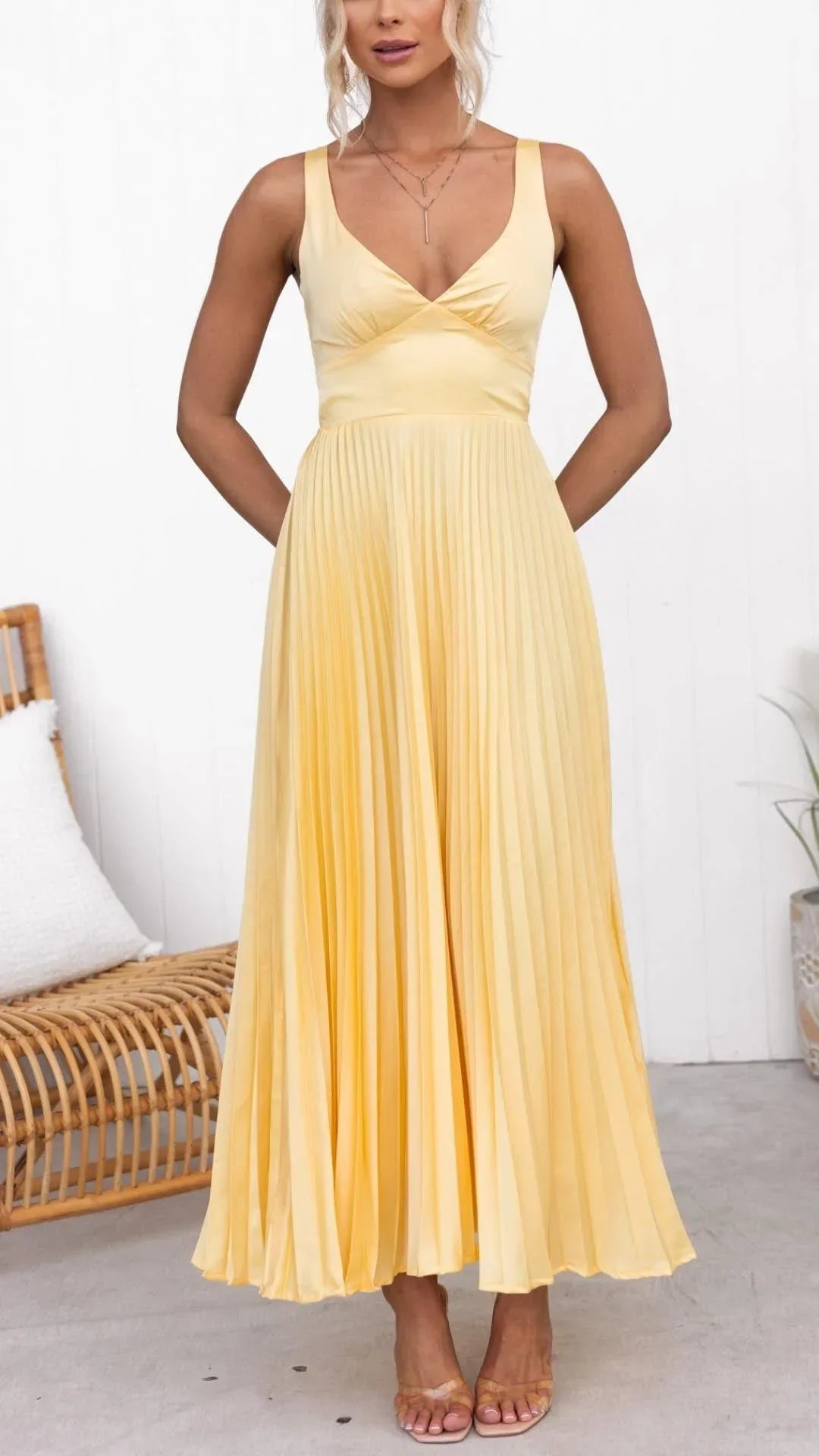 Edith Women's Pleated Maxi Dress - styled view