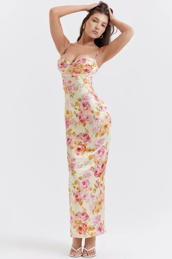 Tamsin Women's Floral Maxi Dress - fabric and finish detail