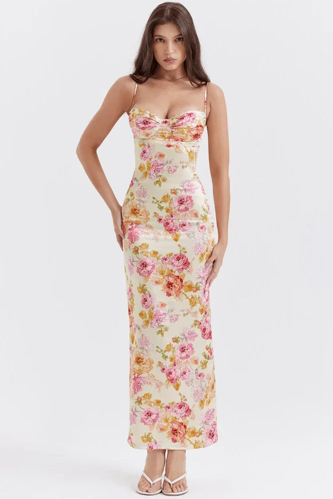 Tamsin Women's Floral Maxi Dress | Satin, Sleeveless