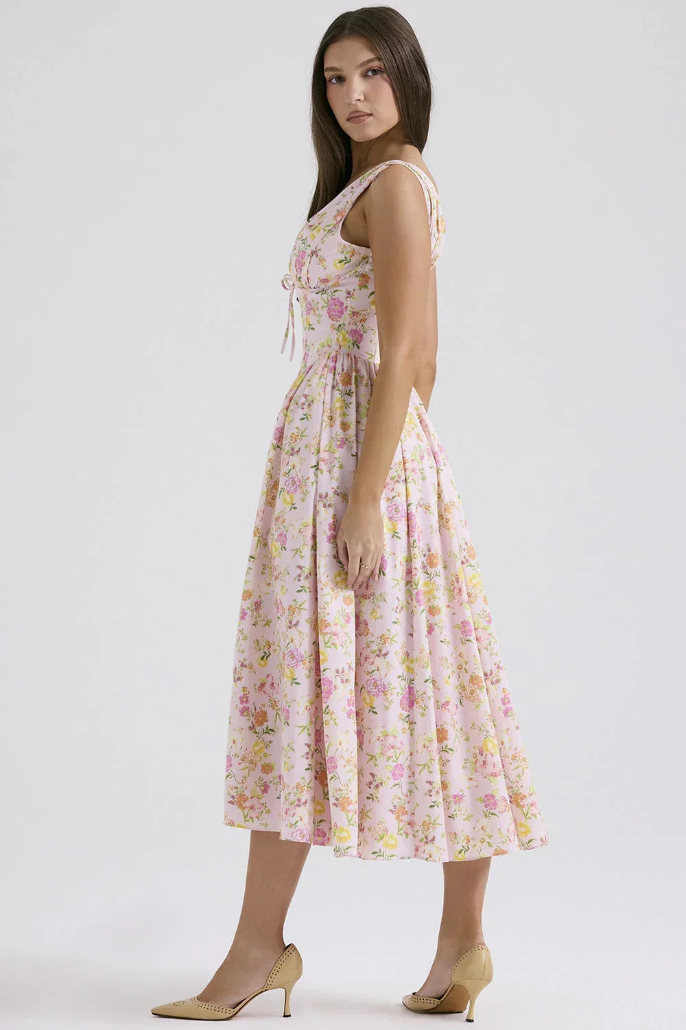 Maren Women's Floral Midi Dress - flat lay