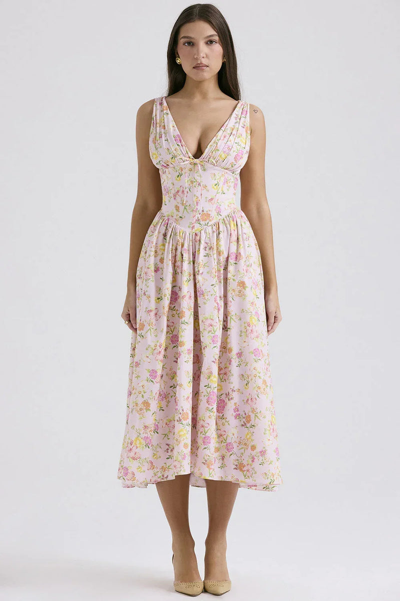 Maren Women's Floral Midi Dress - close-up detail