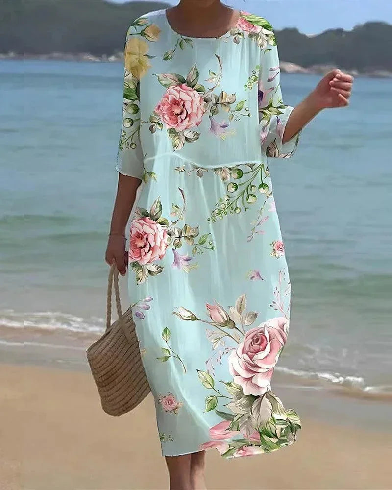 Thea Women's Floral Midi Dress - back view
