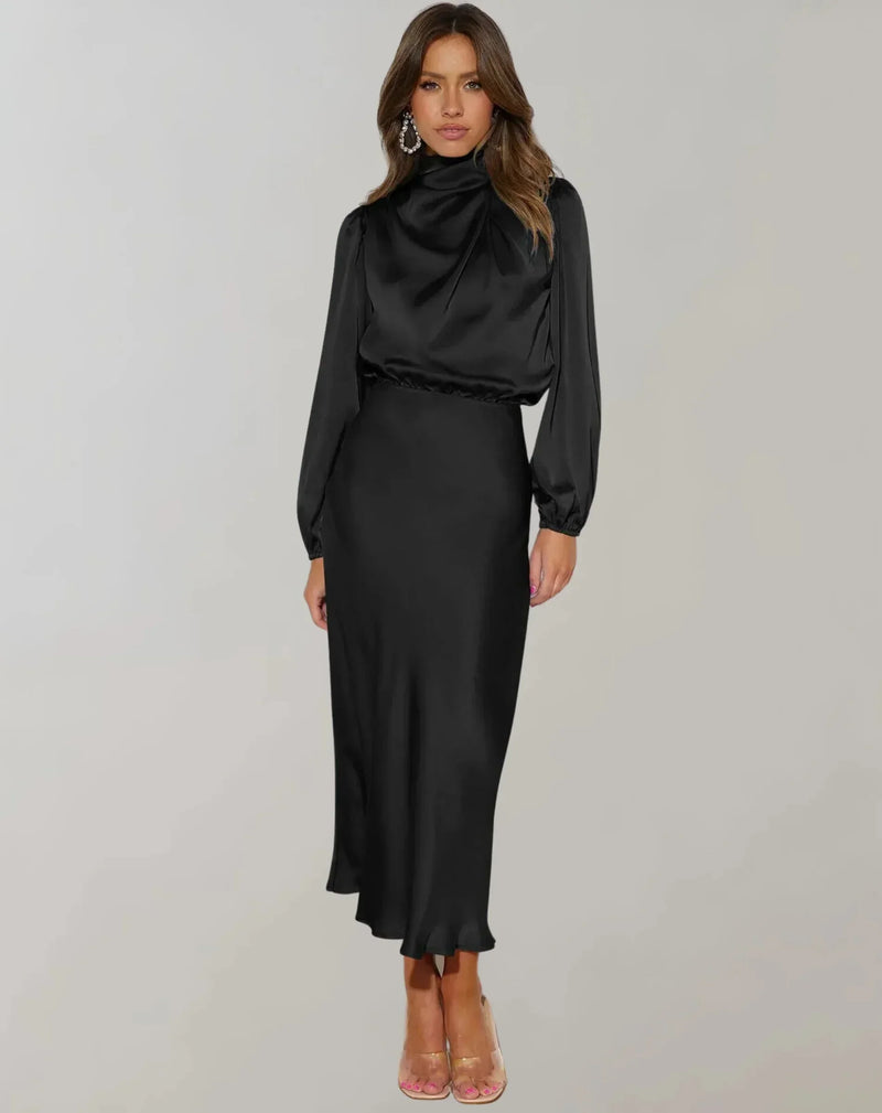 Rhea Women's Satin Midi Dress | Draped