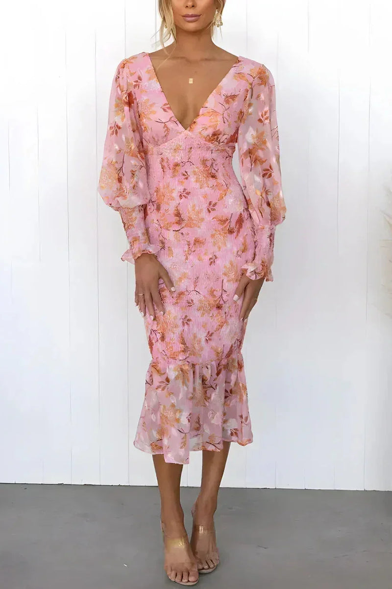 Vera Women's Ruffled Midi Dress - fabric and finish detail
