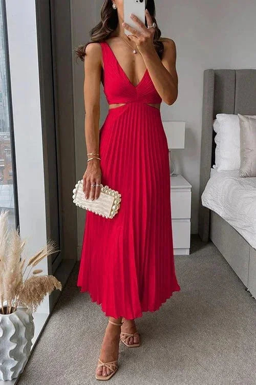 Rhea Women's Pleated Midi Dress - front view