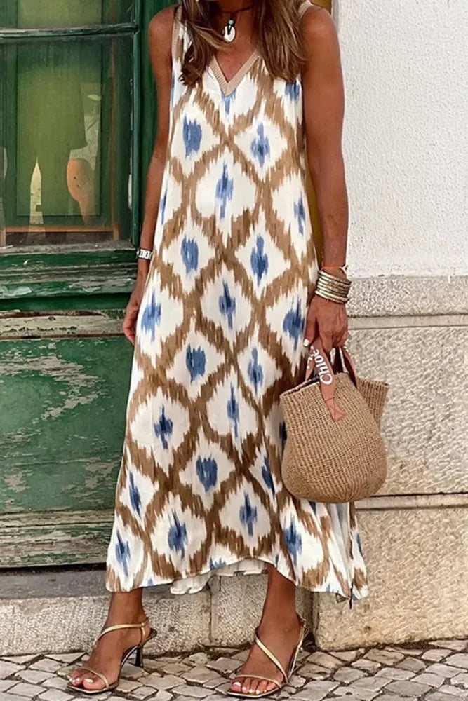 Mira Women's Printed Midi Dress - flat lay
