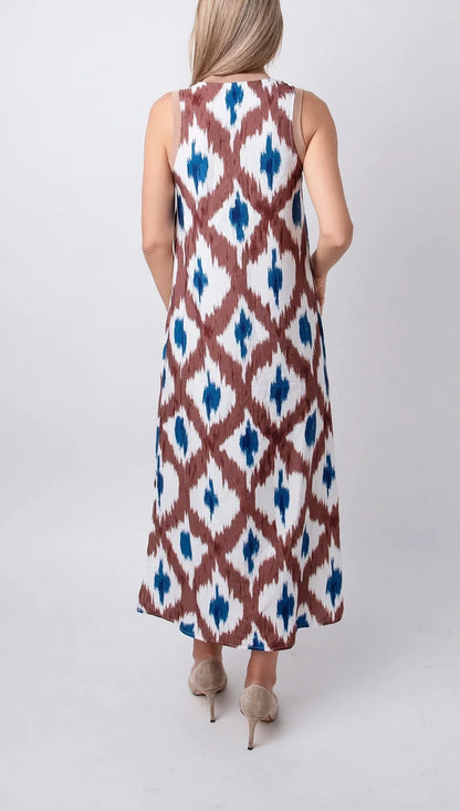 Mira Women's Printed Midi Dress - fabric and finish detail