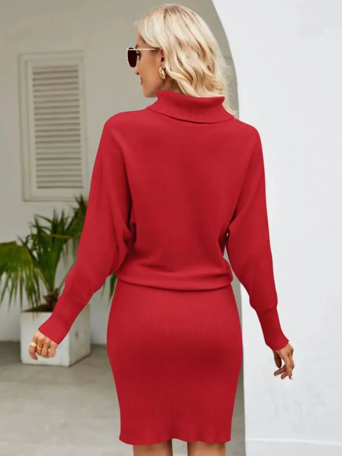Lila Women's Ribbed Knit Midi Dress - back view