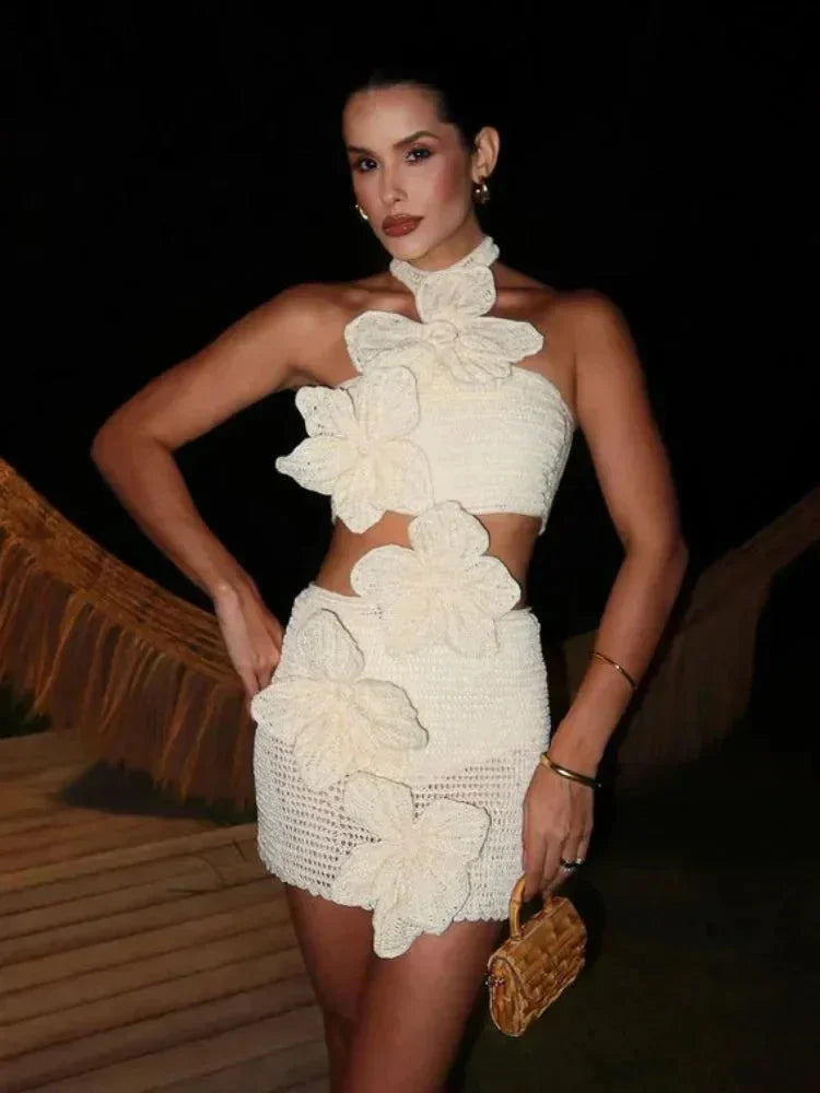 Eloise Women's Crochet Mini Dress - front view