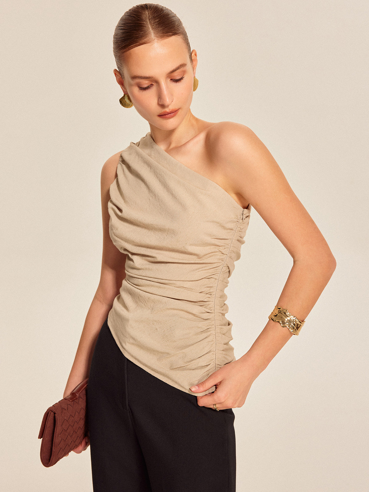 Giselle Women's Pleated Top - front view