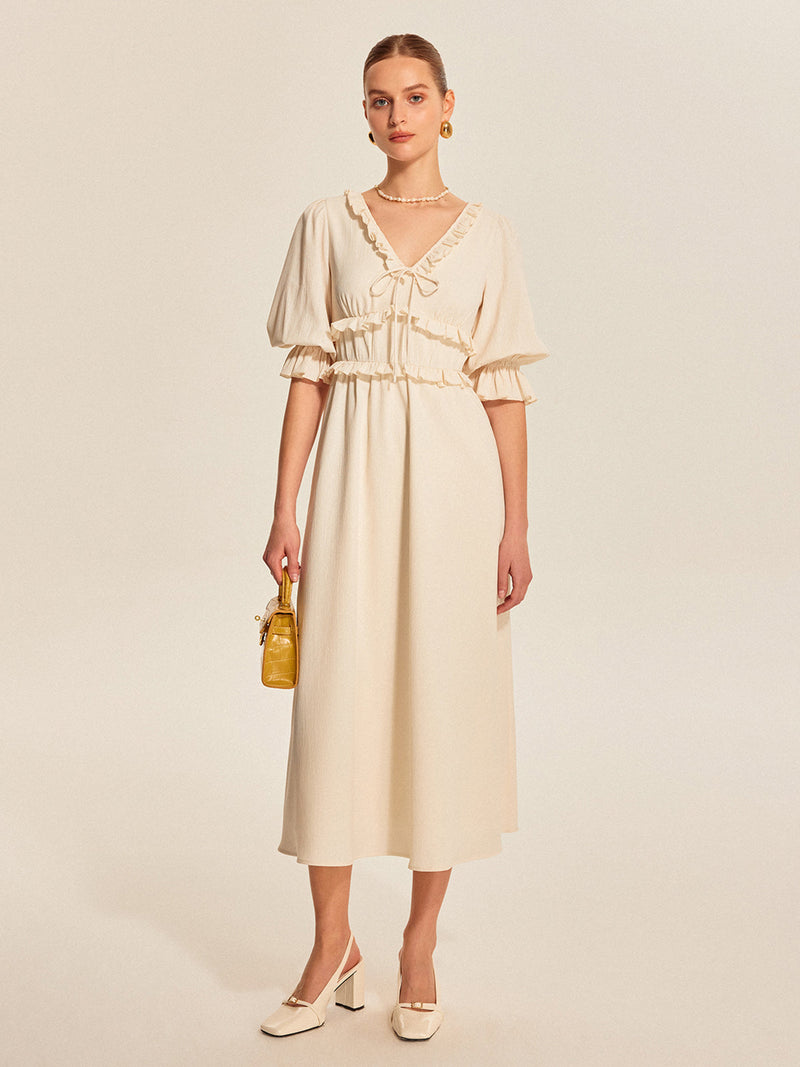 Lumi Women's Dress | Ruffle, V-neck, Maxi