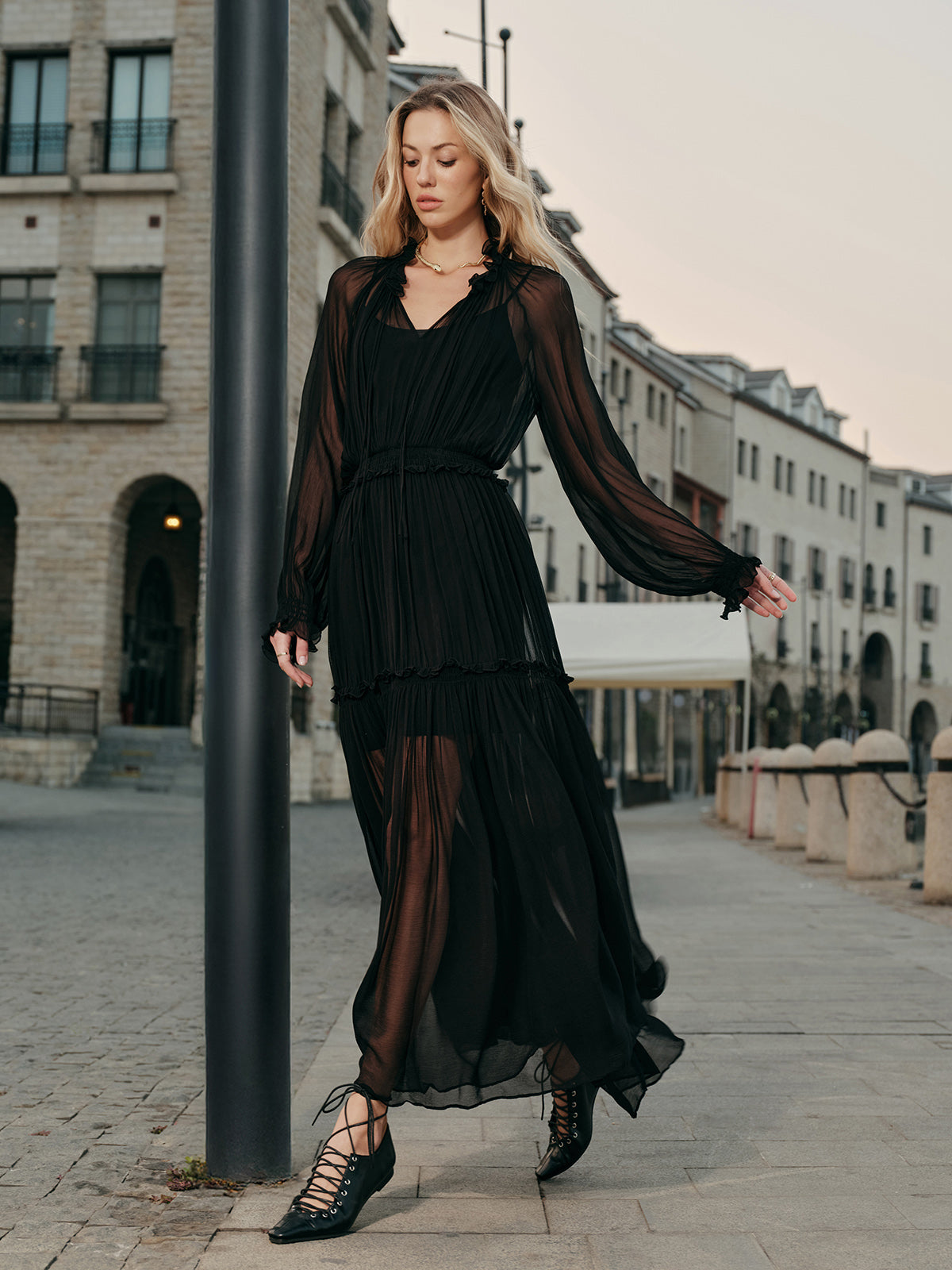 Liana Women's Ruffled Dress - styled view