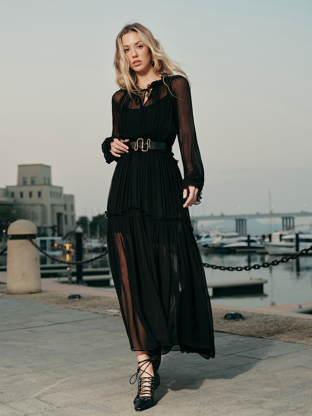 Liana Women's Ruffled Dress - front view