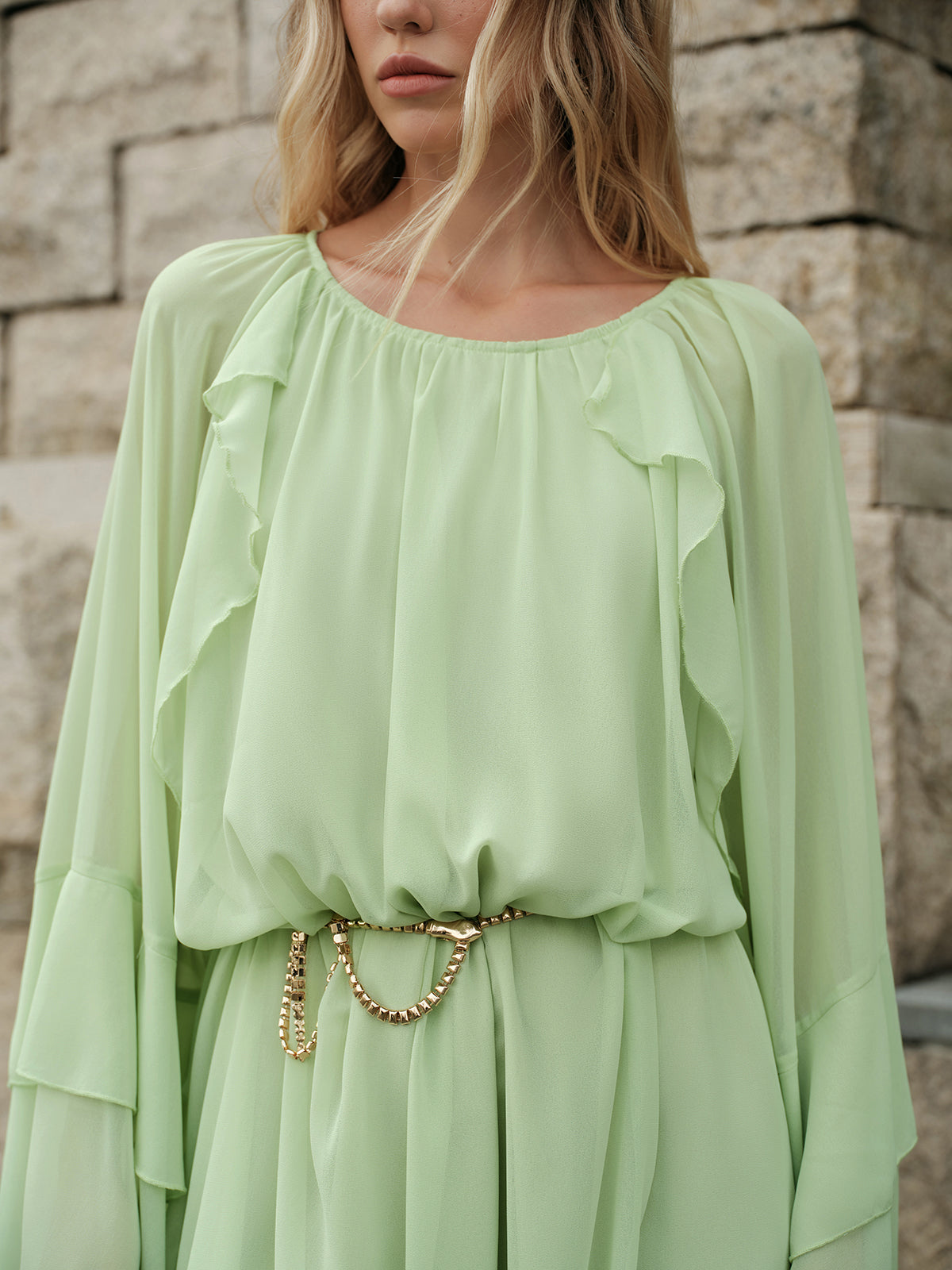 Fleur Women's Ruffled Dress - back view