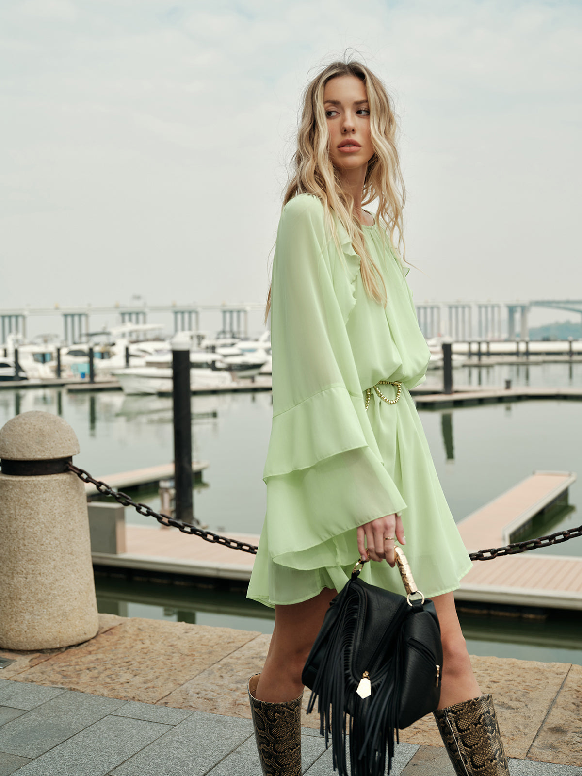 Fleur Women's Ruffled Dress - full-length view