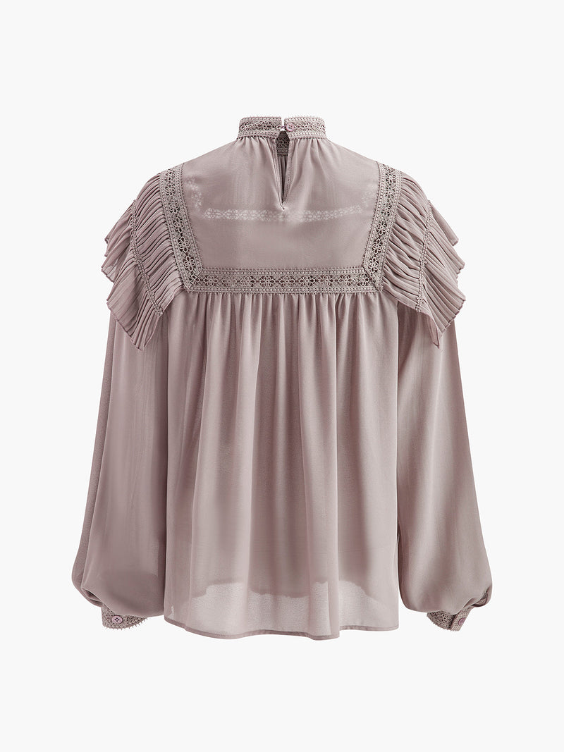 Rosa Women's Pleated Blouse - fabric and finish detail
