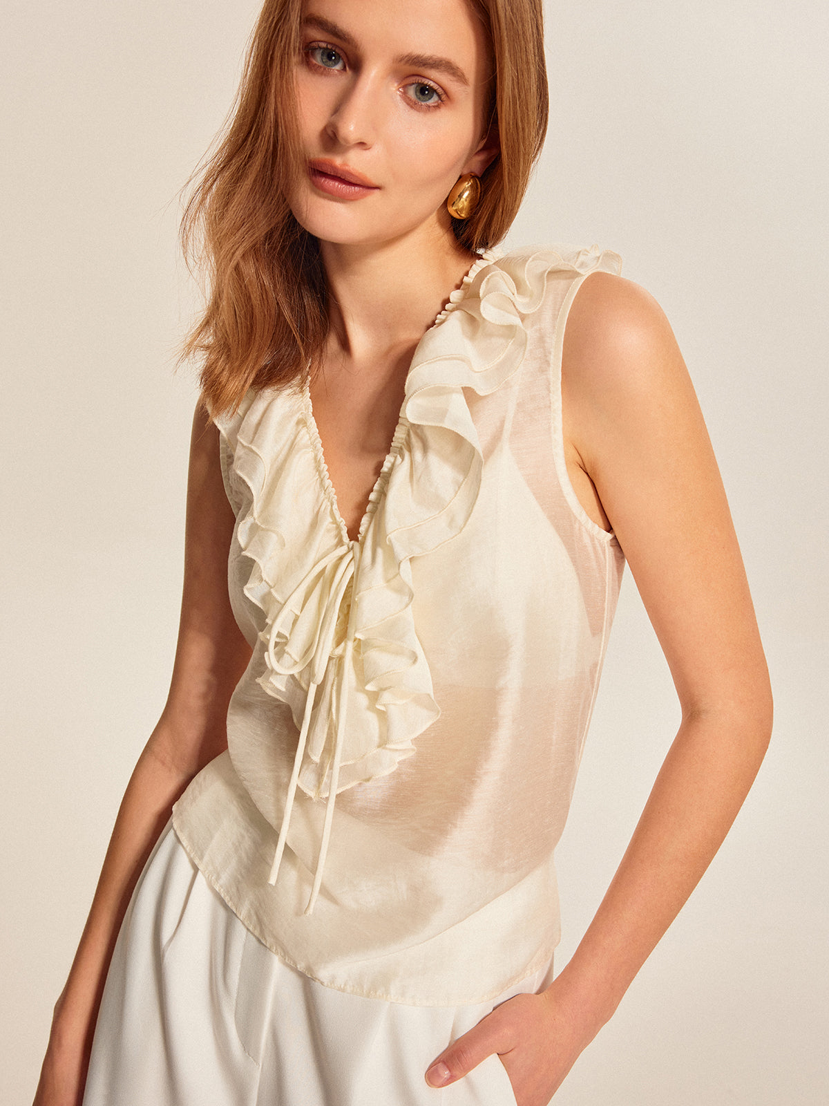 Opal Women's Ruffled Top - front view