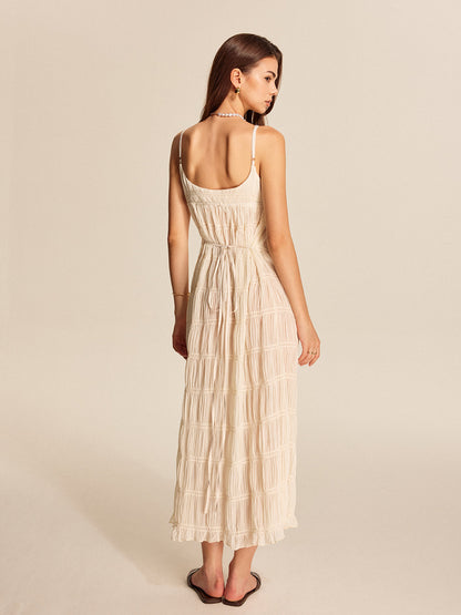 Vera Women's Pleated Dress - fabric and finish detail