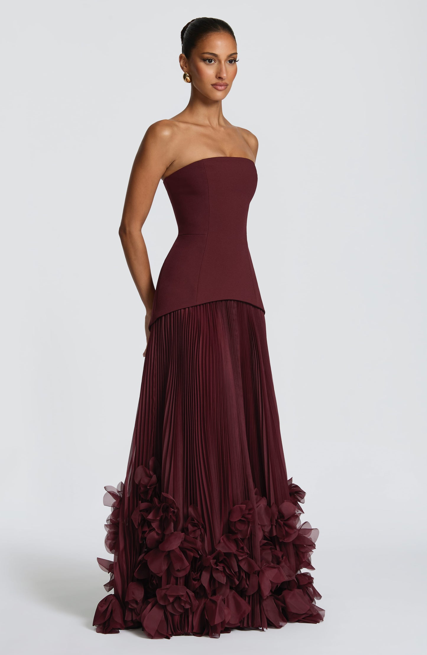 Mabel Women's Pleated Maxi Dress - fabric and finish detail