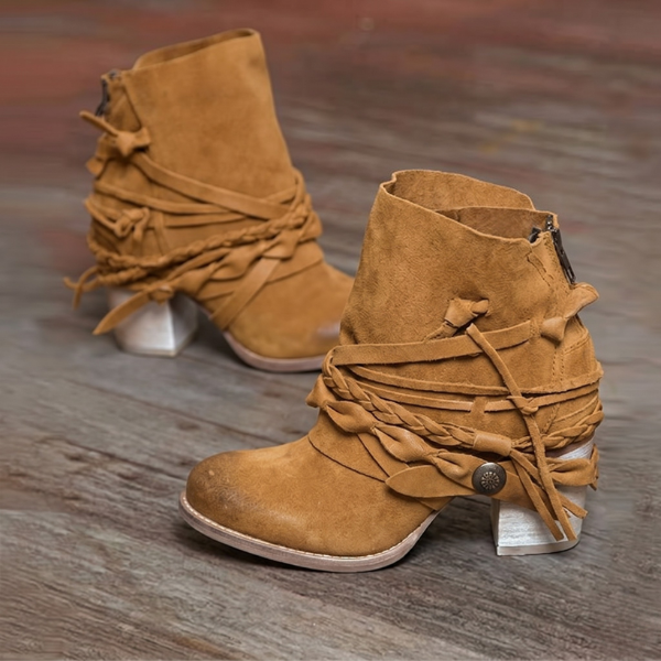 Harlow Women's Block Heel Ankle Boots | Western, Faux Leather