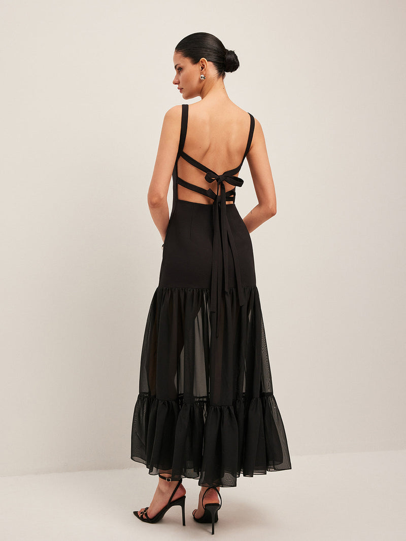 Ruby Women's Ruffled Dress | Pleated, Sheer, Chiffon