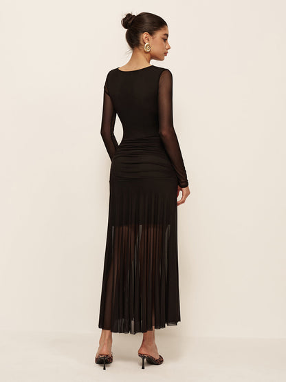 Thea Women's Pleated Dress - fabric and finish detail