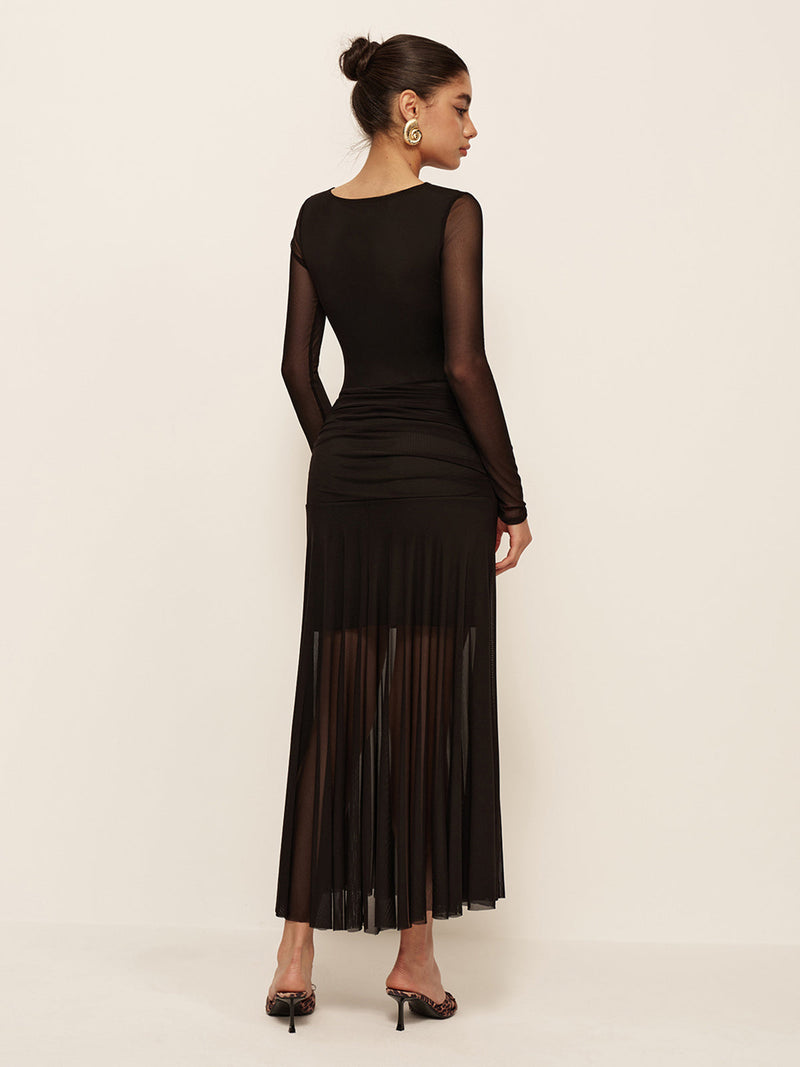 Thea Women's Pleated Dress - fabric and finish detail