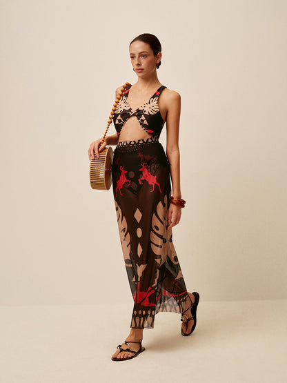 Saskia Women's Printed Cover-up - fabric and finish detail