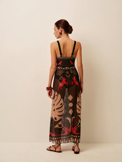 Saskia Women's Printed Cover-up - full-length view