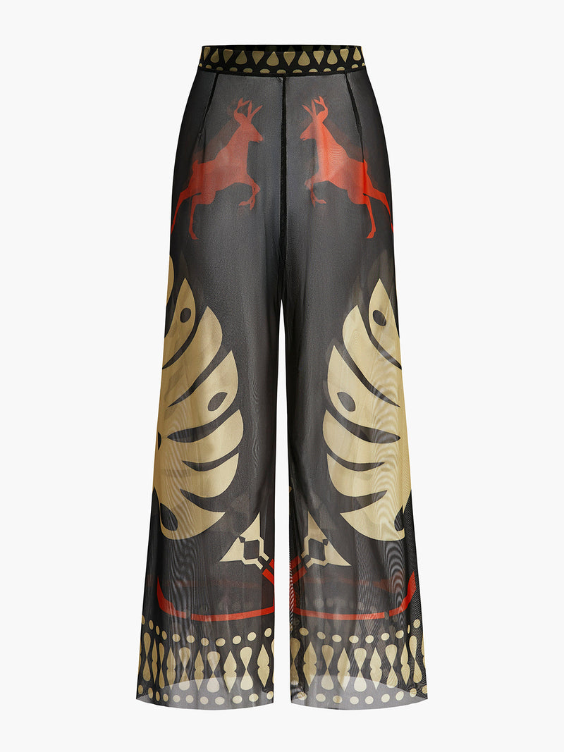Anaïs Women's Printed Trousers | Sheer, Mesh