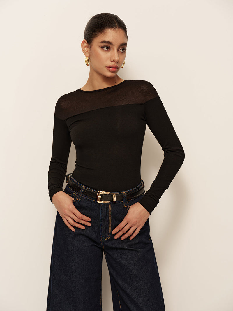 Faye Women's T-shirt | Sheer, Slim Fit, Jersey