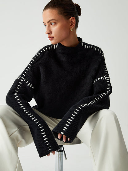 Delphine Women's Oversized Sweater - fabric and finish detail