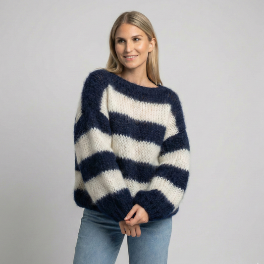 Dahlia Women's Striped Sweater - front view