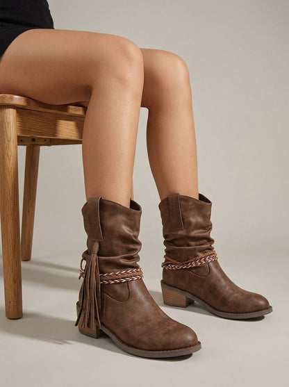 Odette Women's Block Heel Ankle Boots - styled view