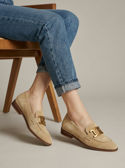 Hattie Women's Suede Loafers - fabric and finish detail