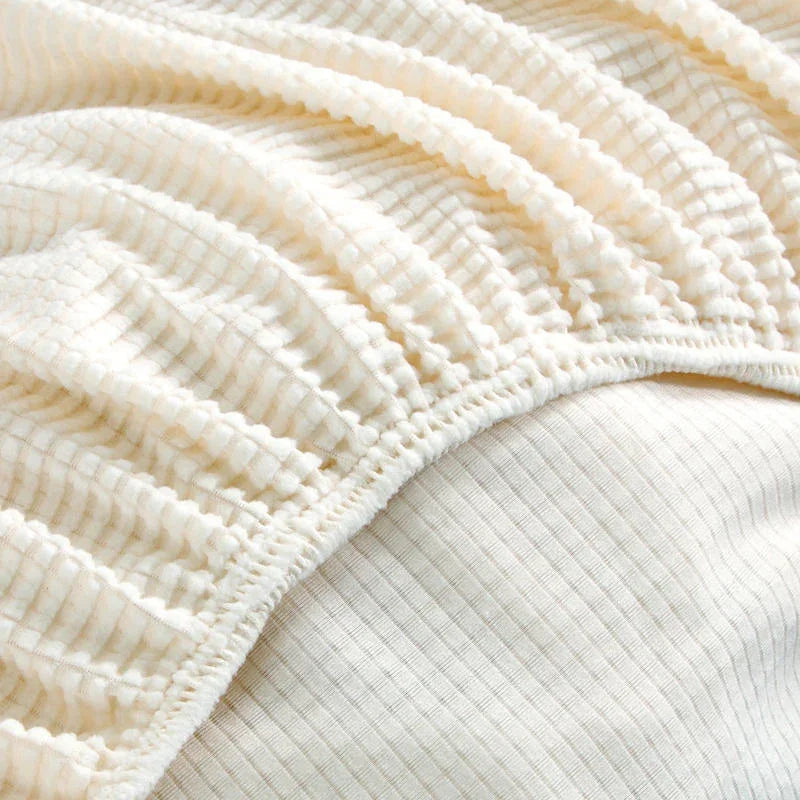 Narrow Jacquard White Couch Cover