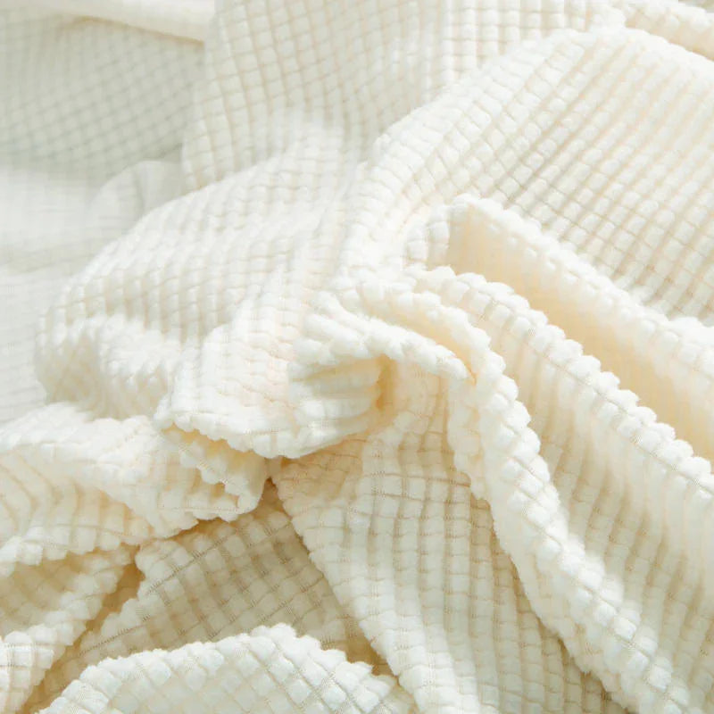 Narrow Jacquard White Couch Cover