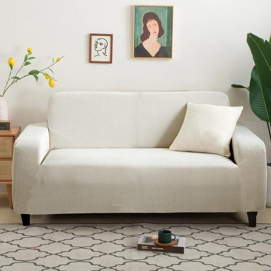 Narrow Jacquard White Couch Cover
