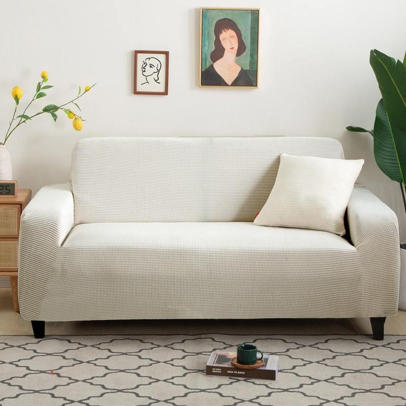 Narrow Jacquard White Couch Cover