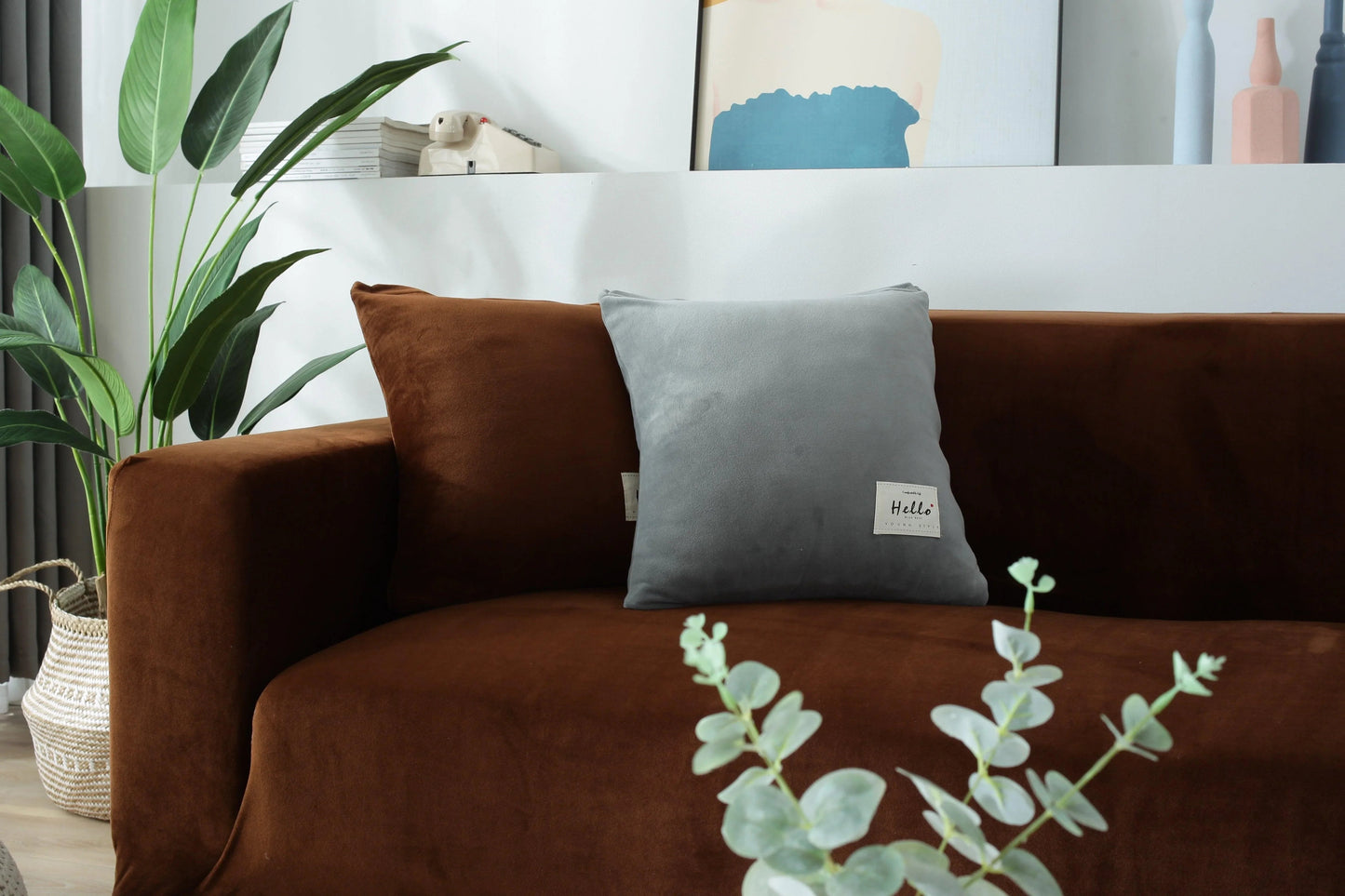 Velvet Brown Couch Cover