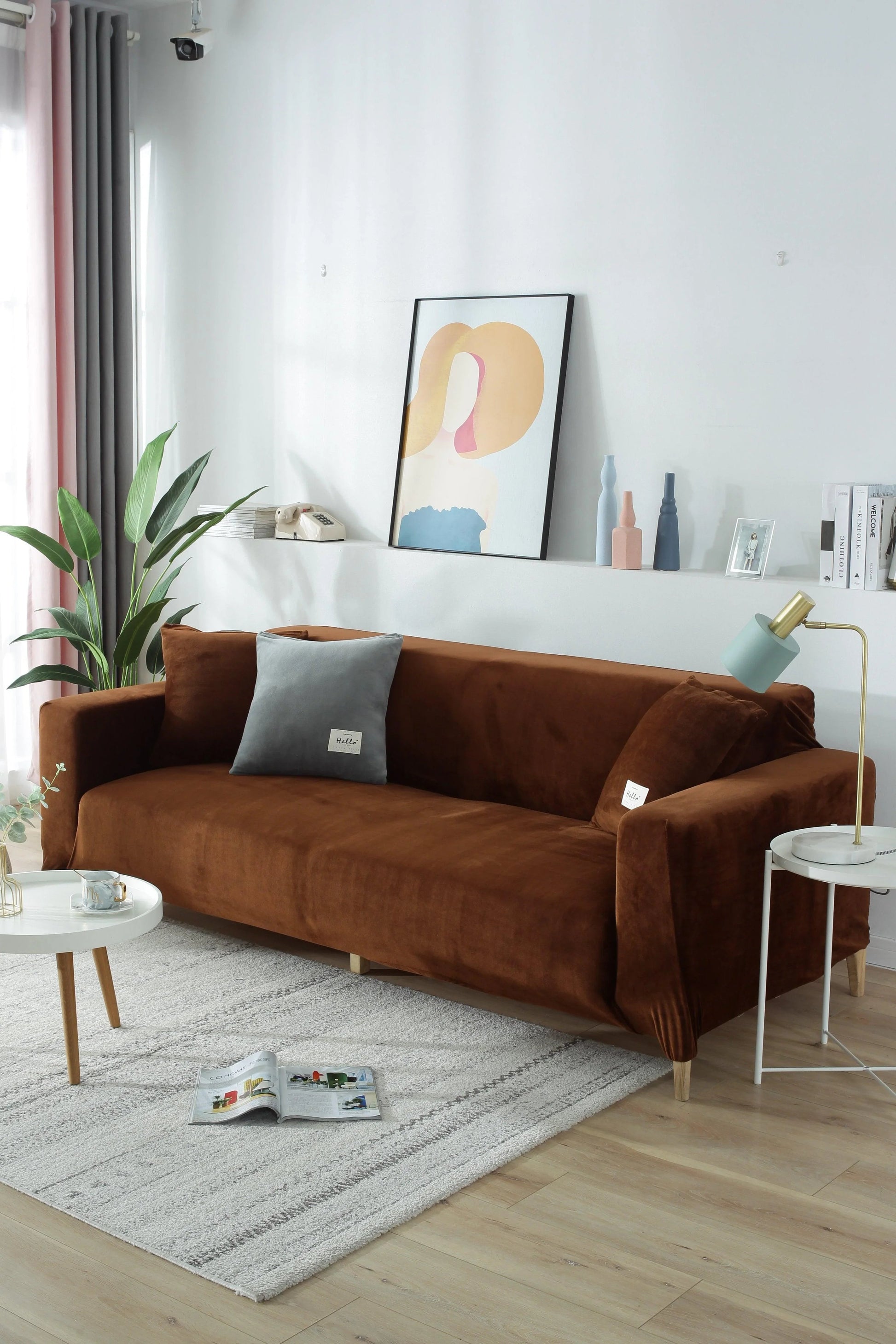 Velvet Brown Couch Cover