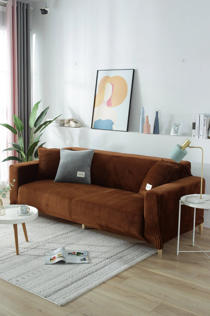 Velvet Brown Couch Cover
