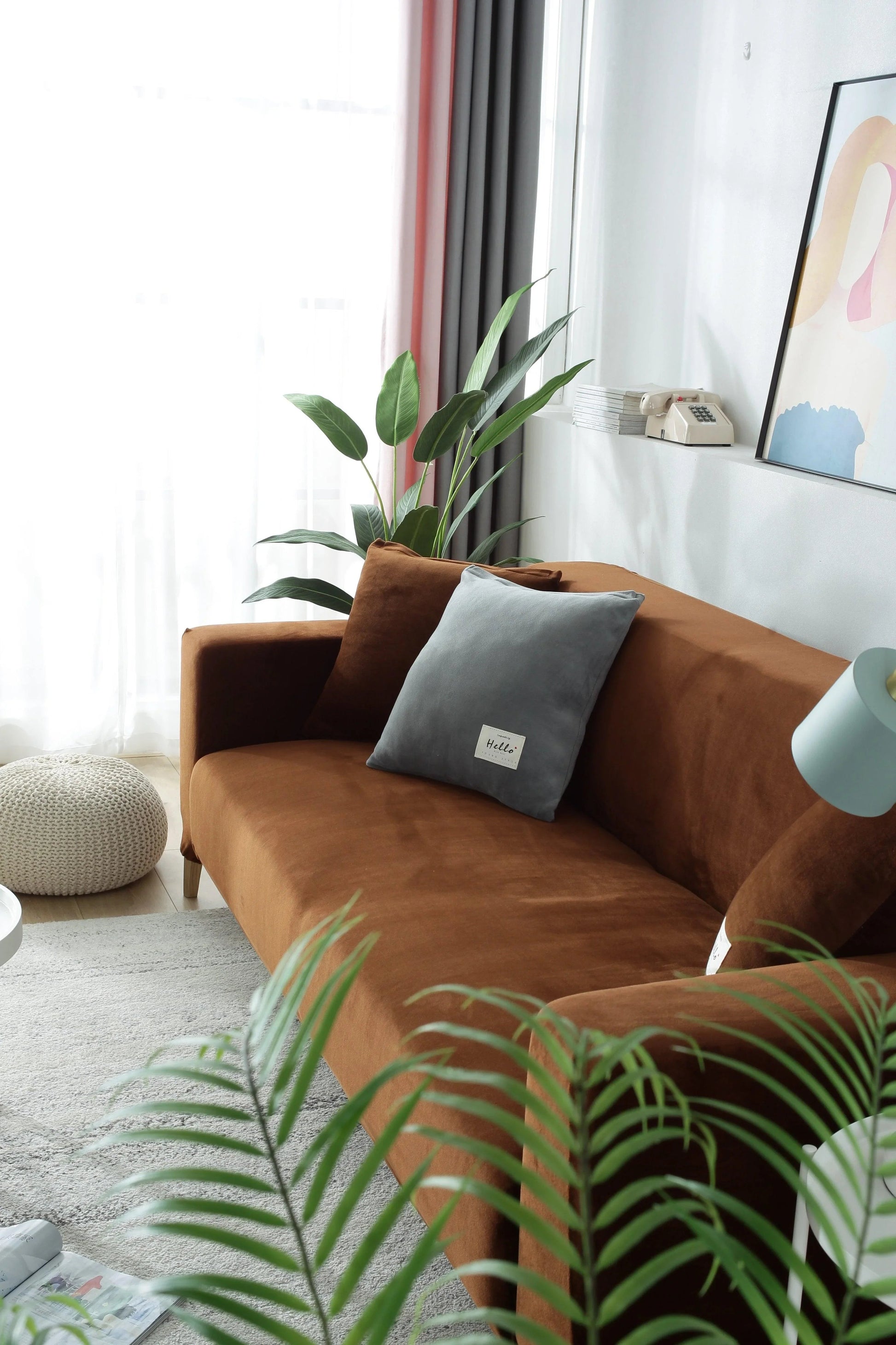 Velvet Brown Couch Cover