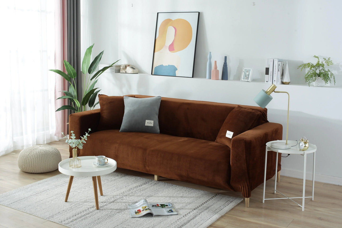 Velvet Brown Couch Cover