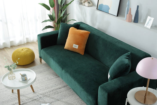 Velvet Dark Green Couch Cover